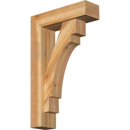 Ekena Millwork Merced Block Rough Sawn Bracket w/ Offset Brace, Western Red Cedar, 6"W x 20"D x 32"H BKT0604X20X32MRC05RWR